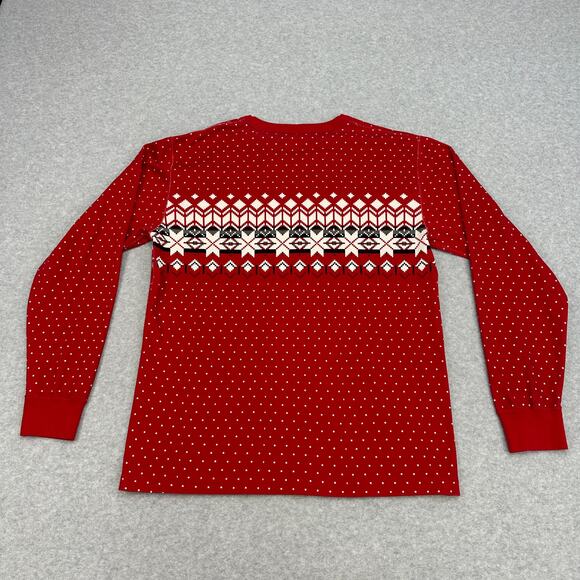 Hanna Andersson Pajama Top Adult Unisex L Red Heritage Fair Isle 59845 Organic - Picture 5 of 8